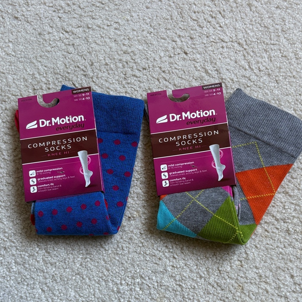 Women's Compression Socks - Blue, Gray, and Multicolor
